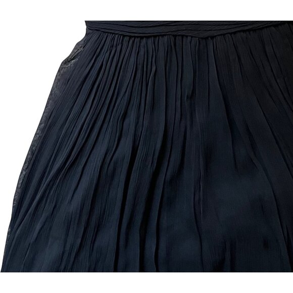 $328 Anthropologie Tracy Reese 8 Black Silk Mini Dress Rhinestones Pleated Tulle - Picture 7 of 10